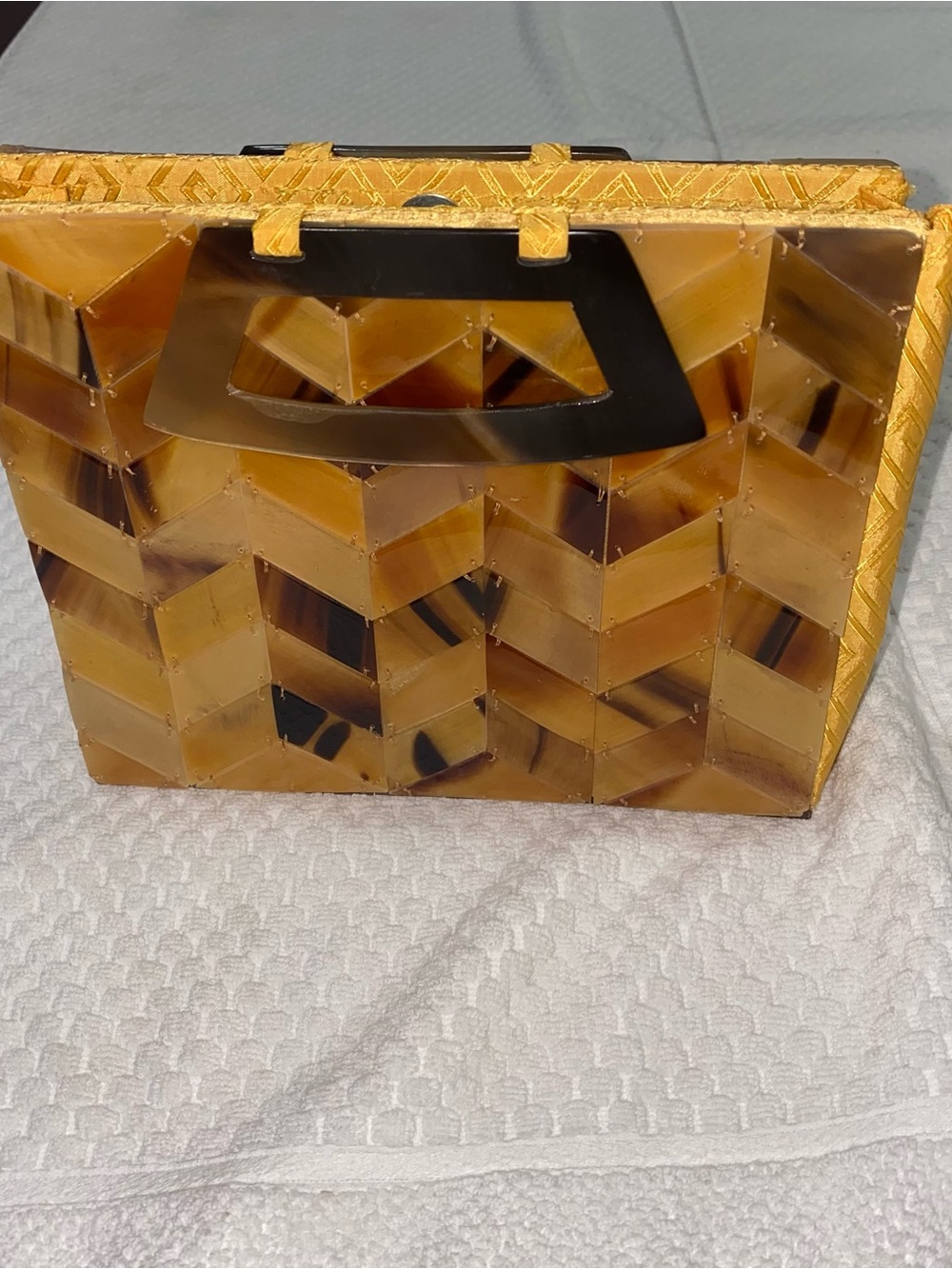 Vintage-Inspired Honey Tortoiseshell Mini Bag with Top Handle - Picture 2 of 9